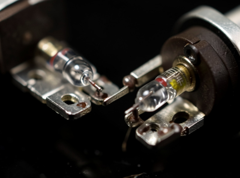 Close-up of 1N4148 diodes soldered to toggle switch terminals in a button box matrix