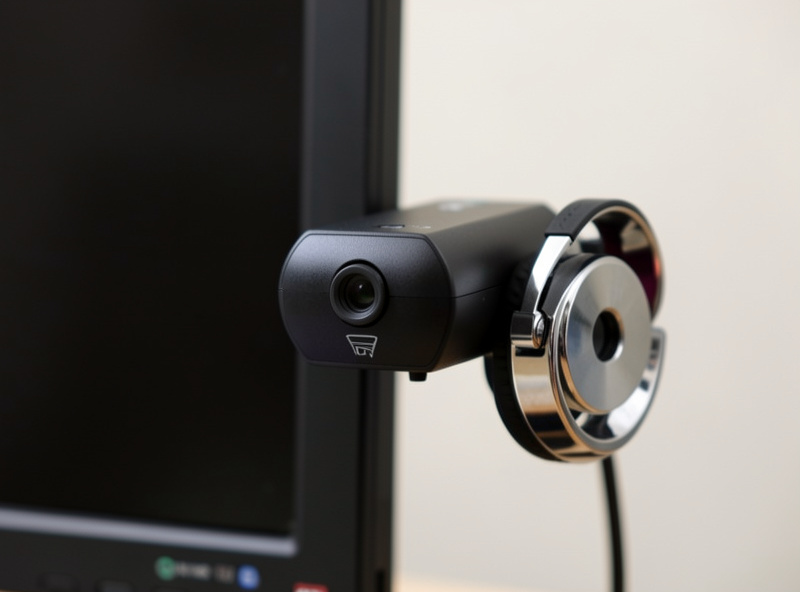 TrackIR infrared camera clipped to the top of a flight sim monitor next to a reflector hat clip